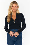 Show Me Your Mumu Charlie Zip Sweater Style MF3-5464 KN62 in Black Rib Knit; 