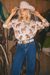 Show Me Your Mumu Clothing Bonfire SweaterStyle MF5-4074 HK18 in Wild Horses Knit;Horse Print Sweater; 