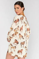 Show Me Your Mumu Clothing Bonfire SweaterStyle MF5-4074 HK18 in Wild Horses Knit;Horse Print Sweater; 