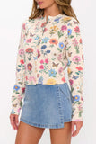 Show Me Your Mumu Clothing Cafe Cardigan Style MS6-6323 FF36 in French Floral Knit; White Floral Printed Short Spring Cardigan; 
