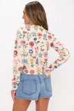 Show Me Your Mumu Clothing Cafe Cardigan Style MS6-6323 FF36 in French Floral Knit; White Floral Printed Short Spring Cardigan; 