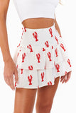 Show Me Your Mumu Clothing Ellie Skort Style MM5-6171 LE56 in Lobster Embroidery; Lobster Embroidered Mini Skirt; 