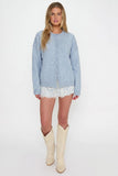 Show Me Your Mumu Clothing Foster Cardigan Style MF6-6523 in Blue Knit.