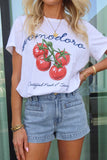 Show me your mumu Travis Tee Style MM6-934 PG02 in Pomodoro Graphic.  Women's crew neck cotton pomodoro tomato spring summer graphic tee.