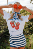 Show me your mumu Travis Tee Style MM6-934 PG02 in Pomodoro Graphic.  Women's crew neck cotton pomodoro tomato spring summer graphic tee.