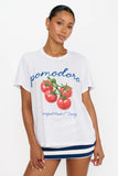 Show me your mumu Travis Tee Style MM6-934 PG02 in Pomodoro Graphic.  Women's crew neck cotton pomodoro tomato spring summer graphic tee.