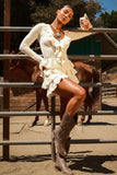 Show Me Your Mumu Marley Skort Style MF5-6094 CP09 in Cream Pointelle Knit;Cream Ruffle Tiered Skort;Pointelle KNit Tiered Skort; 
