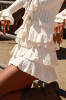 Show Me Your Mumu Marley Skort Style MF5-6094 CP09 in Cream Pointelle Knit;Cream Ruffle Tiered Skort;Pointelle KNit Tiered Skort; 