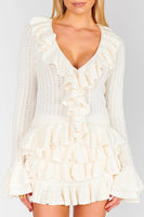 Show Me Your Mumu Marley Skort Style MF5-6094 CP09 in Cream Pointelle Knit;Cream Ruffle Tiered Skort;Pointelle KNit Tiered Skort; 