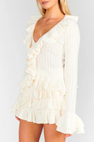 Show Me Your Mumu Marley Skort Style MF5-6094 CP09 in Cream Pointelle Knit;Cream Ruffle Tiered Skort;Pointelle KNit Tiered Skort; 
