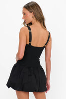 Show Me Your Mumu Marlo Mini Dress Style MF5-6293 XB55 in Black;Black Bubble Skirt Mini Dress;Western inspired Bubble Skirt Mini Dress; 