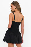Show Me Your Mumu Marlo Mini Dress Style MF5-6293 XB55 in Black;Black Bubble Skirt Mini Dress;Western inspired Bubble Skirt Mini Dress; 