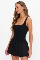 Show Me Your Mumu Marlo Mini Dress Style MF5-6293 XB55 in Black;Black Bubble Skirt Mini Dress;Western inspired Bubble Skirt Mini Dress; 