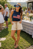 Show Me Your Mumu Milo Tank Style MM6-6065 NF03 in Navy Flag Knit. Women's 100% Cotton Navy Blue american flag knit tank top.  Bfree American Summer