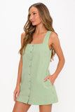 Show me Your Mumu Clothing Everly Mini Dress Style MS6-6556 GG99 in Field Green Gingham. Spring Summer Tank Strap button front green gingham 100% Cotton mini dress.