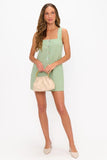 Show me Your Mumu Clothing Everly Mini Dress Style MS6-6556 GG99 in Field Green Gingham. Spring Summer Tank Strap button front green gingham 100% Cotton mini dress.