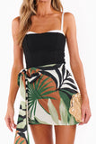 Show me Your Mumu Iva Bow Skort Style MM5-6183 PA62 in Carribbean Palms Luxe Satin;Tropical Print Skort; 