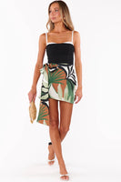 Show me Your Mumu Iva Bow Skort Style MM5-6183 PA62 in Carribbean Palms Luxe Satin;Tropical Print Skort; 