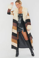 Show me Your Mumu Penny Lane Long Coat Style MDF3-657 FS13 in Faux Suede Chevron with Faux Fur; 