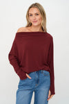 Six Fifty Clothing Anywhere Top Style SF0396 in Burgundy;Off the should top;one shoulder top; 
