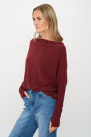 Six Fifty Clothing Anywhere Top Style SF0396 in Burgundy;Off the should top;one shoulder top; 