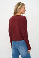 Six Fifty Clothing Anywhere Top Style SF0396 in Burgundy;Off the should top;one shoulder top; 