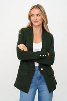 Six Fifty Clothing Hillary Knitted Tailored Blazer Style SF1467 in Olive; 