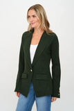 Six Fifty Clothing Hillary Knitted Tailored Blazer Style SF1467 in Olive; 