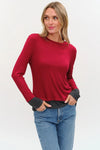 Six Fifty Clothing Izzy Layered Tee style SF1325 in Burgundy; Fall Layered Look Top