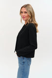 Six Fifty Clothing Lynn Blazer Style SF1473 in Black; Black Knit Fall Blazer; 