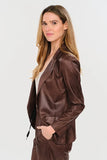 Six Fifty Clothing Milano Muse Blazer Style SF9938 in Black or Brown; Open faux suede blazer