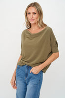 Six Fifty Clothing Short Sleeve Anywhere Top Style SF3037 in Olive and in Truffle; 