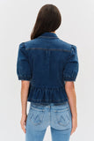 Six Fifty Clothing the Delancey Denim Peplum jacket Style SF2611 in medium Denim Wash; 