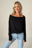 Six Fifty Clothing Anywhere Top Style SF0396 in Black; off the shoulder knit top; Fall one-shoulder Top; 