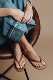 Solei Sea Bowie Thong Sandal in Brun. Pretty Toes.  Women's Brown Vegan Leather Thong Flip Flop Sandal with arch support