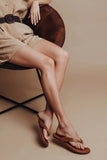 Solei Sea Bowie Thong Sandal in Brun. Pretty Toes.  Women's Brown Vegan Leather Thong Flip Flop Sandal with arch support