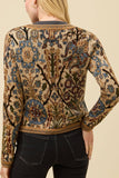 Spartina 449 Clothing Francesca Jacquard Cardigan Guerard Estate Sand Bordered; Jacquard Tapestry Button Front Cardigan