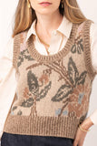 Spartina 449 Clothing Noella Jacquard Vest style A100358-908 in Japonica Floral Cream;