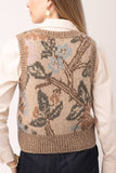 Spartina 449 Clothing Noella Jacquard Vest style A100358-908 in Japonica Floral Cream;