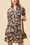 Spartina 449 Clothing Nora Half-Zip Dress w/Vegan Leather in Brown Sugar;Spartina 449 Clothing Nora Half-Zip Dress Guerard Estate Bird; 