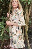 Spartina 449 Clothing Nora Half-Zip Dress in Kalalanta Bird Floral; Printed Sporty Country Club inspired dress; 