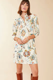 Spartina 449 Clothing Nora Half-Zip Dress in Kalalanta Bird Floral; Printed Sporty Country Club inspired dress; 