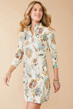 Spartina 449 Clothing Nora Half-Zip Dress in Kalalanta Bird Floral; Printed Sporty Country Club inspired dress; 