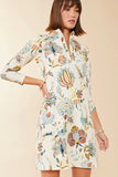 Spartina 449 Clothing Nora Half-Zip Dress in Kalalanta Bird Floral; Printed Sporty Country Club inspired dress; 