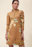 Spartina 449 Clothing Nora Half-Zip Dress in St Augustine Botanics Brown; 