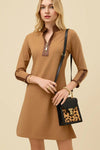 Spartina 449 Clothing Nora Half-Zip Dress w/Vegan Leather in Brown Sugar; 