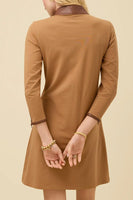 Spartina 449 Clothing Nora Half-Zip Dress w/Vegan Leather in Brown Sugar; 