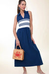 Spartina 449 Haven Midi Dress Navy Pearl White Stripe;Sporty Dress; 