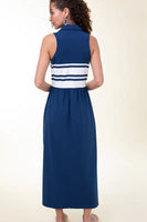 Spartina 449 Haven Midi Dress Navy Pearl White Stripe;Sporty Dress; 