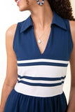 Spartina 449 Haven Midi Dress Navy Pearl White Stripe;Sporty Dress; 